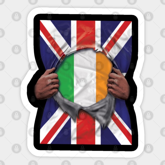 Ireland Flag Great Britain Flag Ripped - Gift for Irish From Ireland Sticker by Country Flags